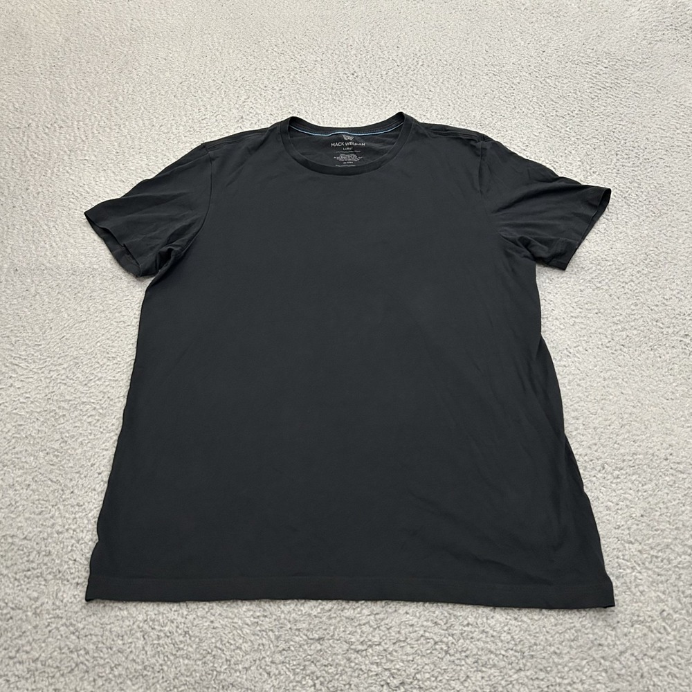 Mack Weldon Shirt Mens Large Black Short Sleeve Crew Neck Stretch Supima Stretch